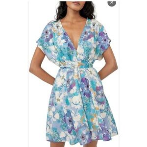 Free People Freddy Tie Mini Dress Boho Blue Size XS NEW